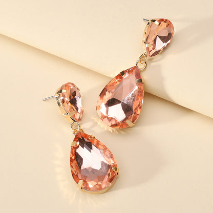 1 Pair Fashion Water Droplets Plating Glass Drop Earrings