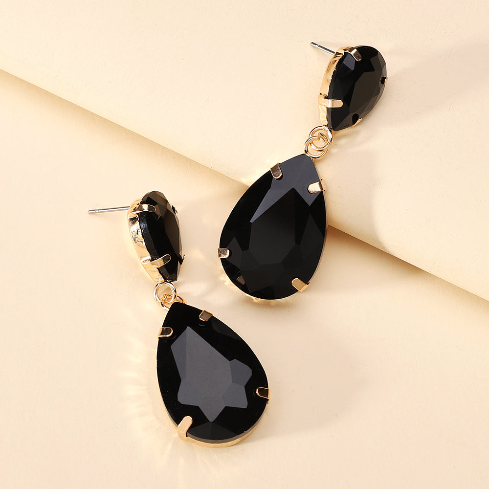 1 Pair Fashion Water Droplets Plating Glass Drop Earrings