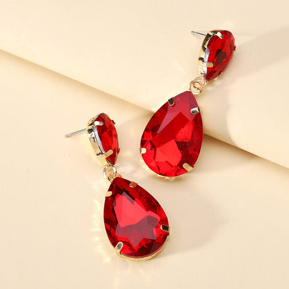 1 Pair Fashion Water Droplets Plating Glass Drop Earrings