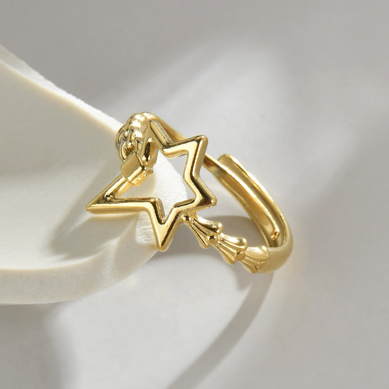 Ig Style Pentagram Stainless Steel Plating 14k Gold Plated Open Rings