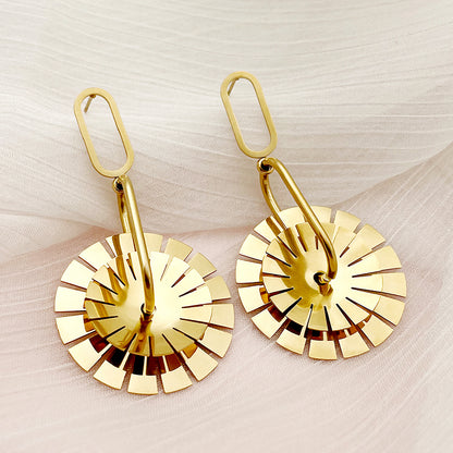 1 Pair Casual Gear Plating Stainless Steel Gold Plated Earrings