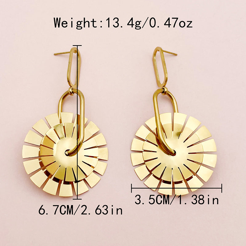 1 Pair Casual Gear Plating Stainless Steel Gold Plated Earrings