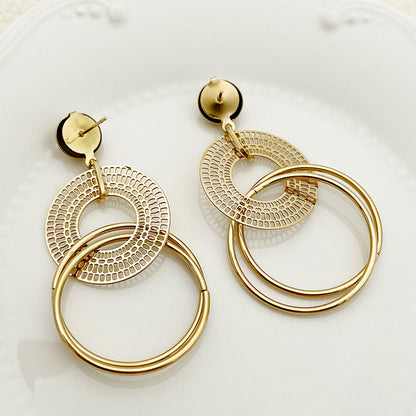 1 Pair Casual Retro Artistic Round Plating Stainless Steel Gold Plated Drop Earrings