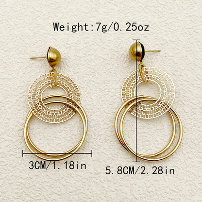 1 Pair Casual Retro Artistic Round Plating Stainless Steel Gold Plated Drop Earrings