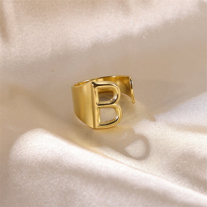 Hip-hop Punk Cool Style Letter Stainless Steel Plating 18k Gold Plated Wide Band Rings