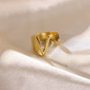 Hip-hop Punk Cool Style Letter Stainless Steel Plating 18k Gold Plated Wide Band Rings