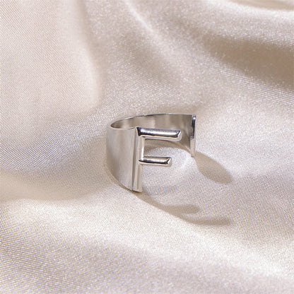 Hip-hop Punk Cool Style Letter Stainless Steel Plating 18k Gold Plated Wide Band Rings