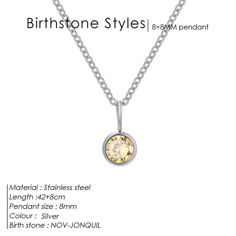 Simple Style Round Stainless Steel Plating Inlay Rhinestones Pendant Necklace 1 Piece