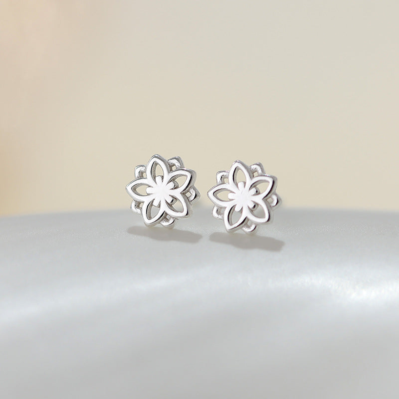 Simple Style Flower Snowflake Notes Sterling Silver Ear Studs 1 Pair