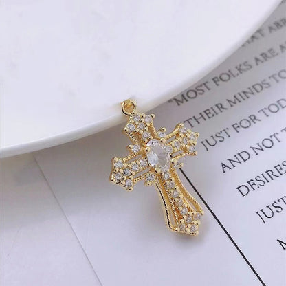 Elegant Lady Cross Alloy Plating Inlay Zircon Women's Pendant Necklace