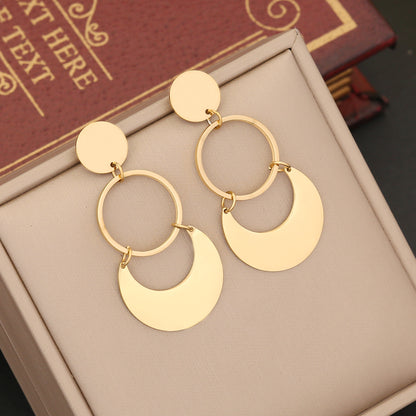 1 Pair Elegant Basic Leaf Heart Shape Plating Stainless Steel Drop Earrings