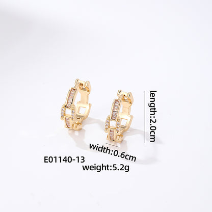 1 Pair Casual Vintage Style Simple Style Geometric Trapezoid Inlay Copper Zircon Earrings