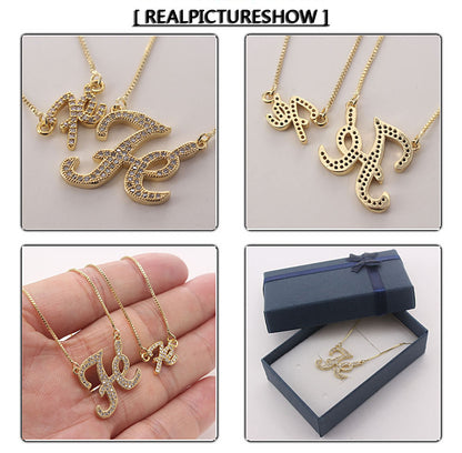 Fashion Simple Style Letter Copper Gold Plated Zircon Pendant Necklace In Bulk