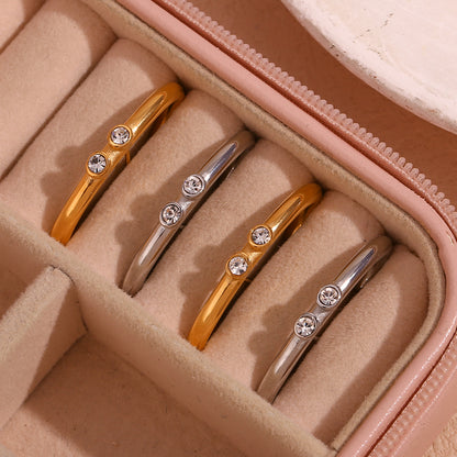 1 Pair Simple Style Korean Style Geometric Plating Inlay Stainless Steel Rhinestones 18k Gold Plated Ear Studs