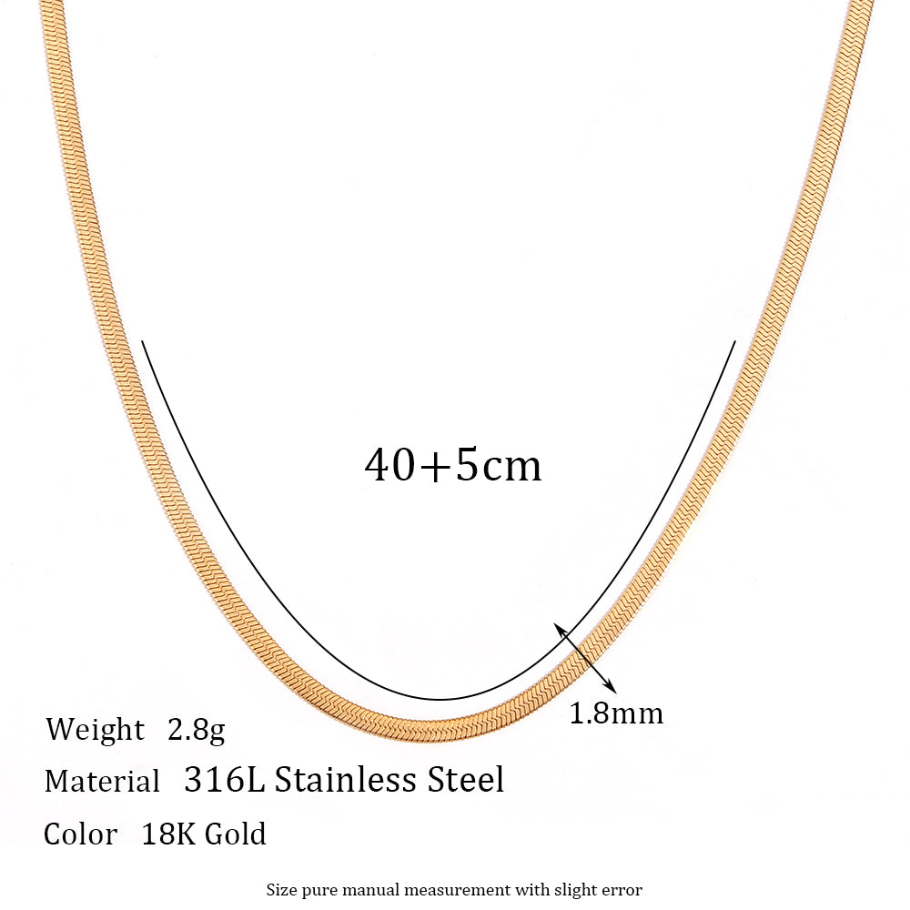 Basic Classic Style Solid Color Stainless Steel Plating 18k Gold Plated Necklace