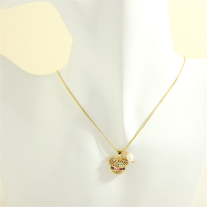 Cute Simple Style Little Bear Copper 18k Gold Plated Zircon Pendant Necklace In Bulk