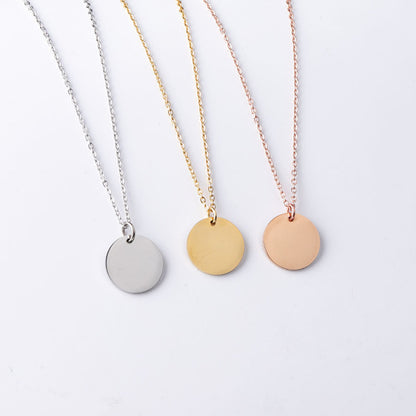 Simple Style Round Stainless Steel Polishing Pendant Necklace