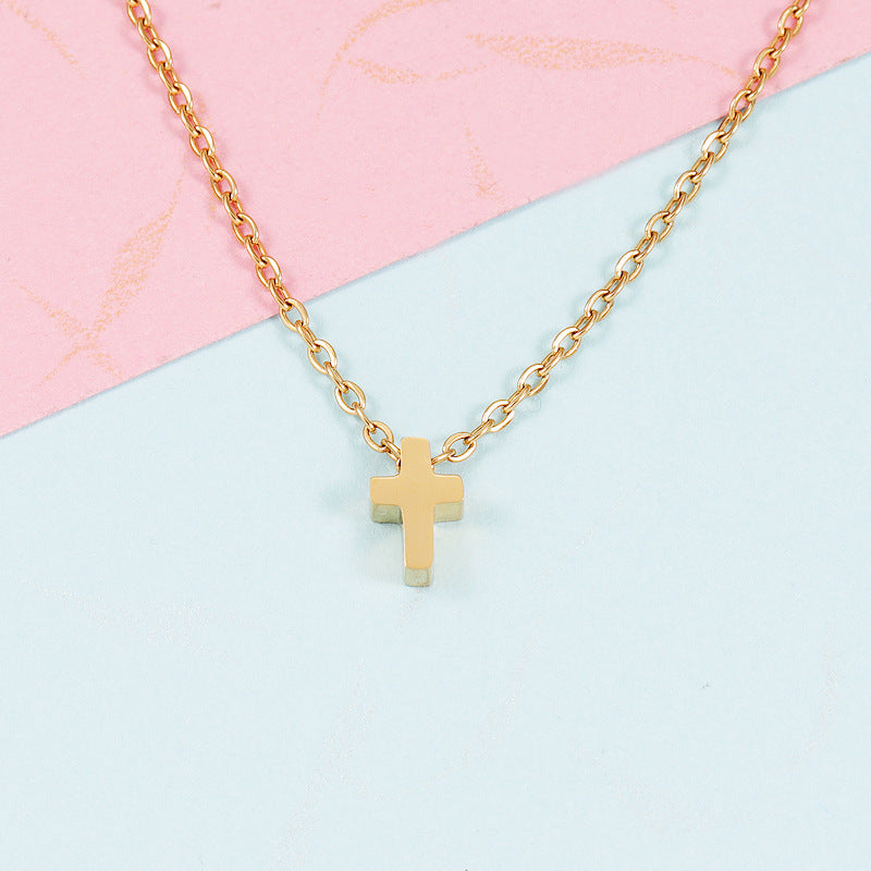 Basic Classic Style Cross Stainless Steel Plating Gold Plated Silver Plated Pendant Necklace