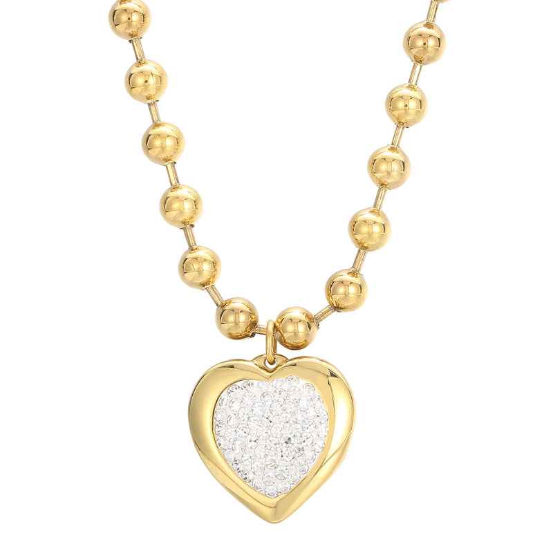 Casual Vacation Heart Shape Titanium Steel Plating 18k Gold Plated Bracelets Necklace