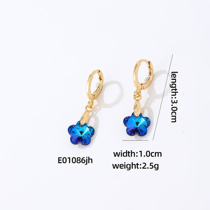 1 Pair Casual Heart Shape Flower Plating Inlay Copper Zircon Drop Earrings