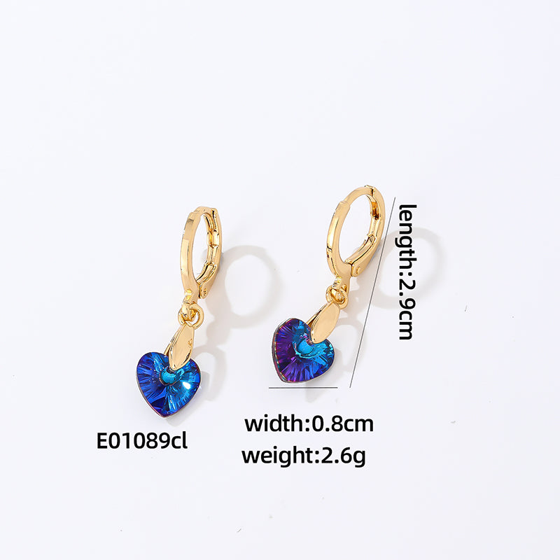 1 Pair Casual Heart Shape Flower Plating Inlay Copper Zircon Drop Earrings