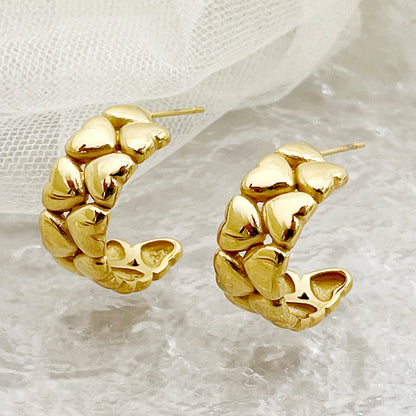 1 Pair Glam Lady Heart Shape Plating Stainless Steel Gold Plated Ear Studs