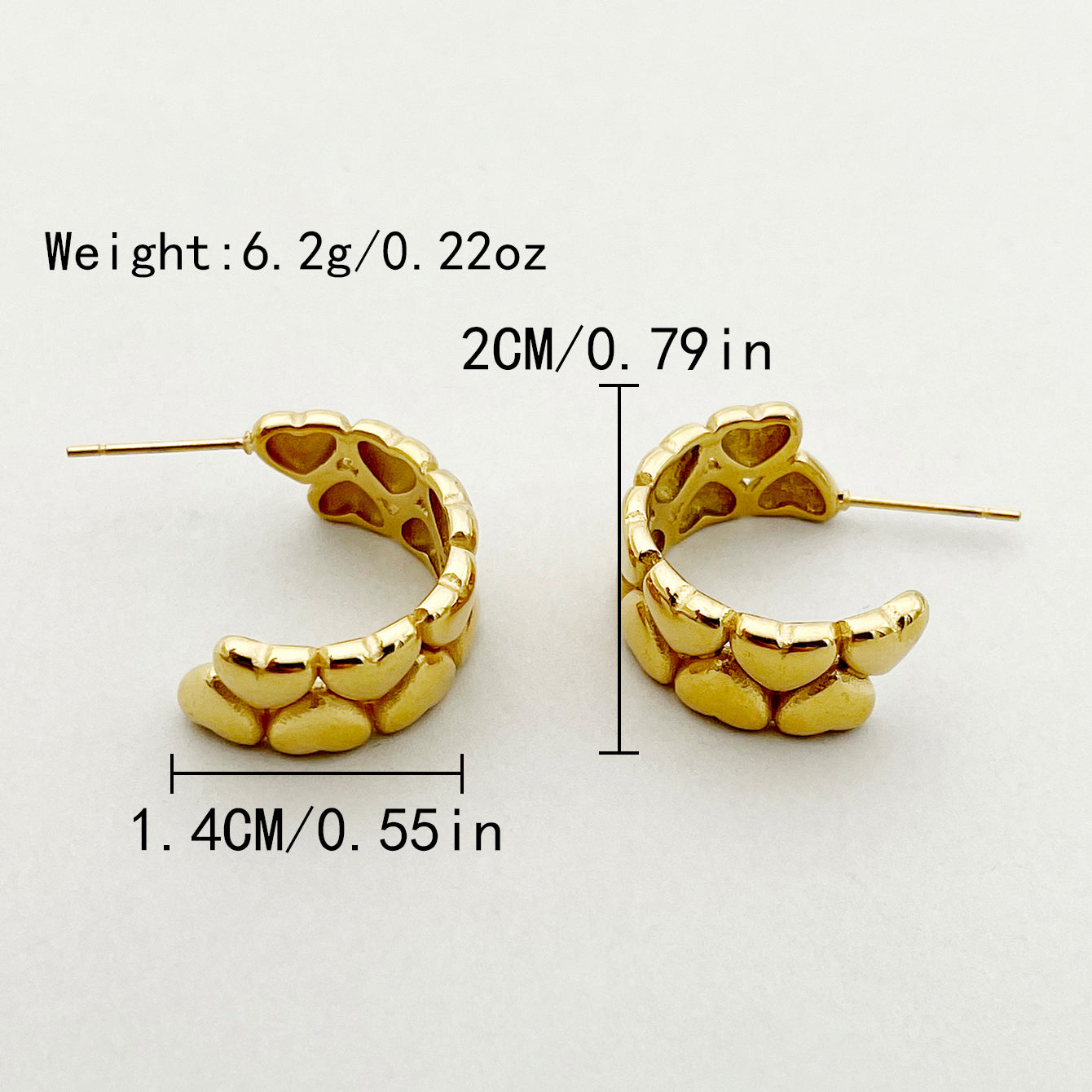 1 Pair Glam Lady Heart Shape Plating Stainless Steel Gold Plated Ear Studs