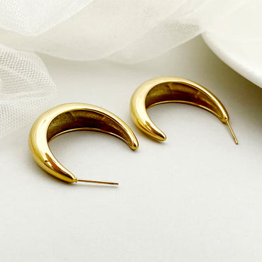 1 Pair Simple Style Streetwear C Shape Plating Stainless Steel Gold Plated Ear Studs