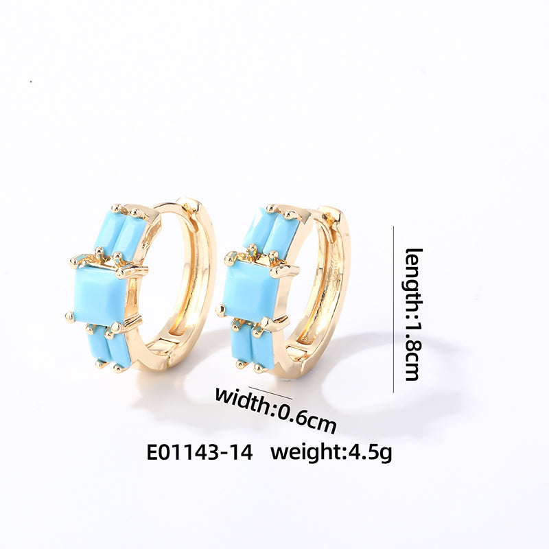 1 Pair Casual Sweet Geometric Square Inlay Copper Zircon Earrings