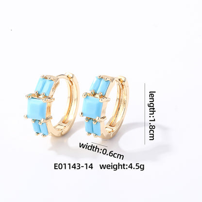 1 Pair Casual Sweet Geometric Square Inlay Copper Zircon Earrings