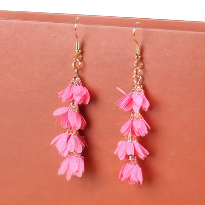 New Hand-woven Flower Earrings Ethnic Style Color Petal Ear Hooks Wholesale Gooddiy