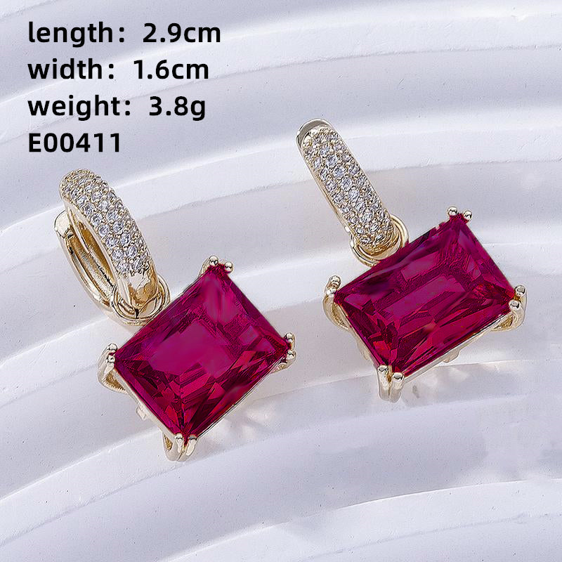 1 Pair Casual Sweet Korean Style Geometric Inlay Copper Zircon Drop Earrings