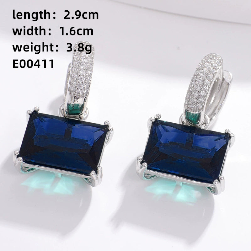 1 Pair Casual Sweet Korean Style Geometric Inlay Copper Zircon Drop Earrings