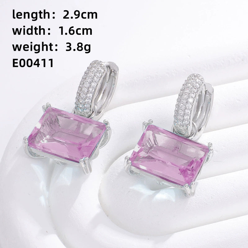 1 Pair Casual Sweet Korean Style Geometric Inlay Copper Zircon Drop Earrings