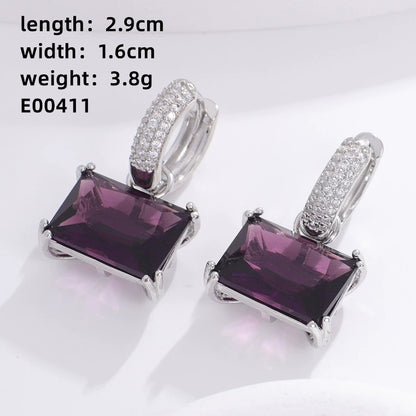 1 Pair Casual Sweet Korean Style Geometric Inlay Copper Zircon Drop Earrings