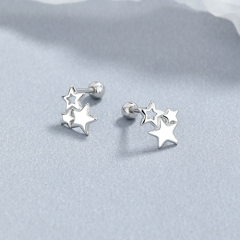 1 Pair Lady Star Plating Sterling Silver Ear Studs