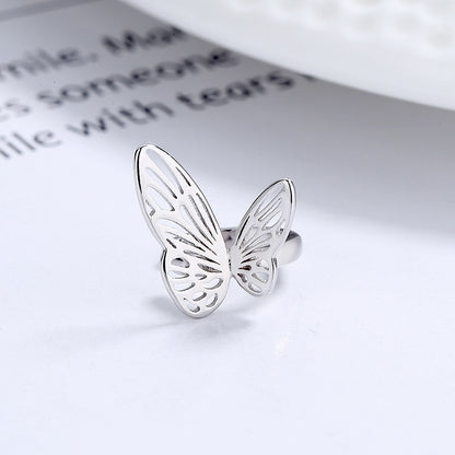 1 Piece Simple Style Butterfly Plating Sterling Silver Ear Cuffs