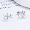 1 Pair Elegant Simple Style Streetwear Sun Plating Inlay Sterling Silver Gem Ear Studs