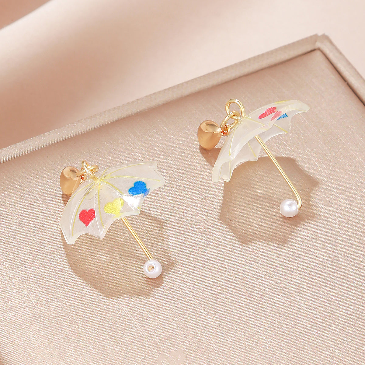 1 Pair Casual Hawaiian Vacation Heart Shape Umbrella Resin Drop Earrings