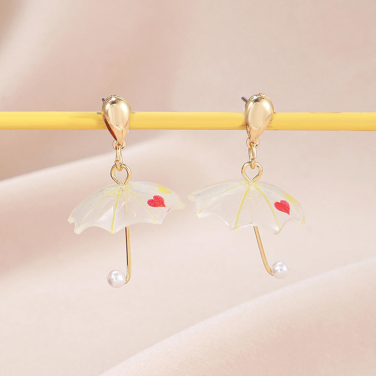 1 Pair Casual Hawaiian Vacation Heart Shape Umbrella Resin Drop Earrings