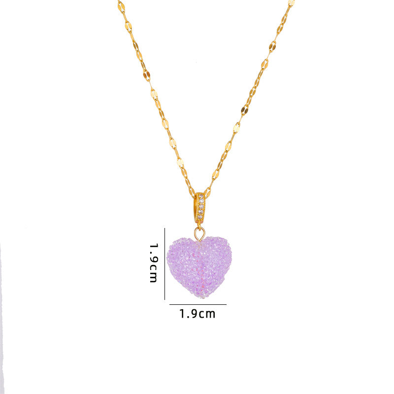 Sweet Heart Shape Plastic Titanium Steel Copper Plating Women's Pendant Necklace