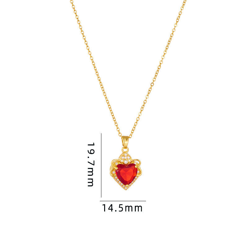 Simple Style Cartoon Character Heart Shape Bow Knot Copper Inlay Zircon Pendant Necklace