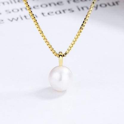 Simple Style Pearl Sterling Silver Plating Charms Pendant Necklace