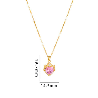 Simple Style Cartoon Character Heart Shape Bow Knot Copper Inlay Zircon Pendant Necklace