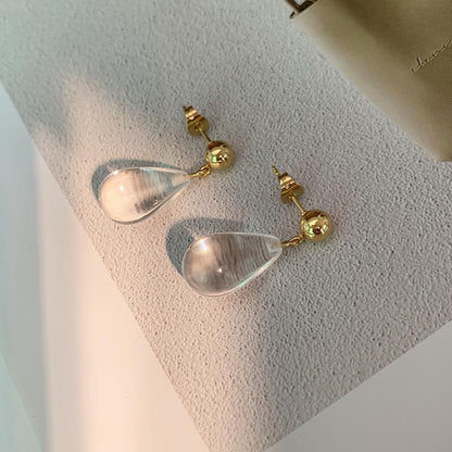 1 Pair Retro Water Droplets Plating Arylic Copper Drop Earrings