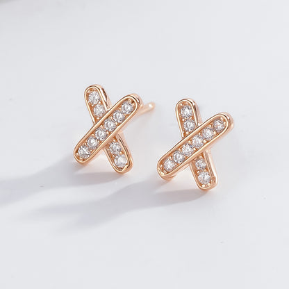 1 Pair Basic Letter Inlay Sterling Silver Zircon Ear Studs