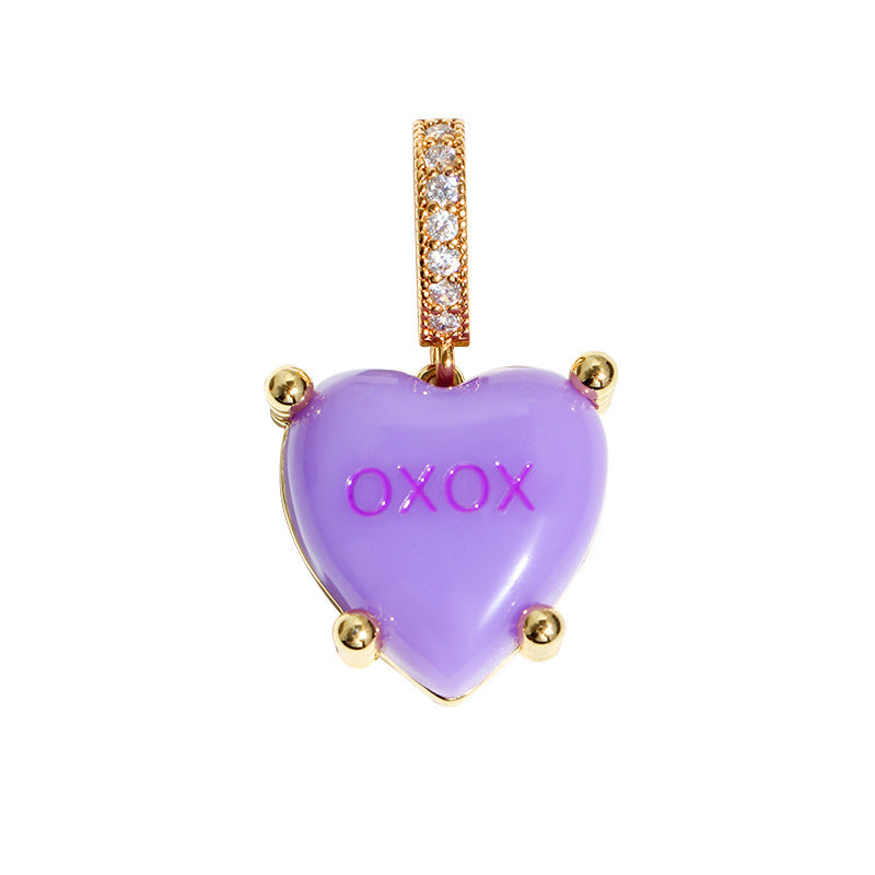 Simple Style Heart Shape Copper Zircon Charms Necklace In Bulk