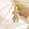 Cute Basic Little Bear Copper 18k Gold Plated Zircon Pendant Necklace In Bulk