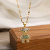 Cute Basic Little Bear Copper 18k Gold Plated Zircon Pendant Necklace In Bulk