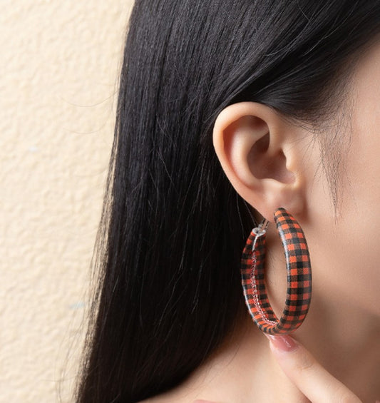 1 Pair Elegant Ethnic Style Lattice Pu Leather Earrings